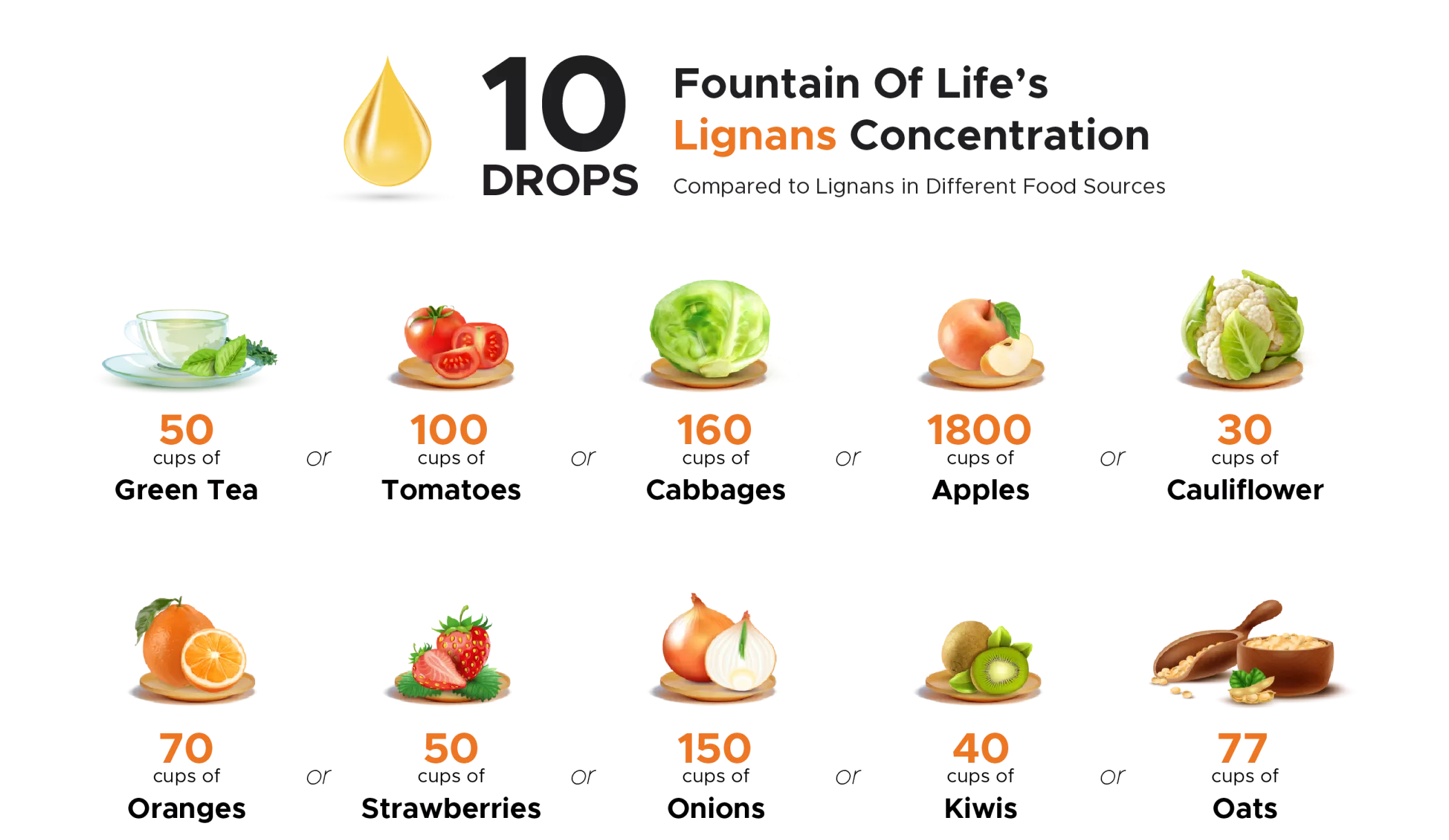 Fountain of Life Lignans Concentration Comparison Chart